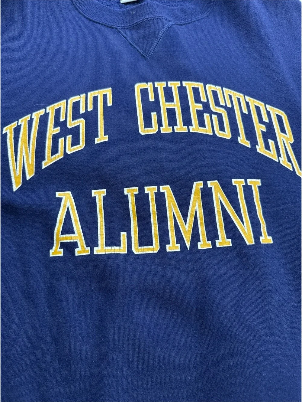 Vintage West Chester University Sweatshirt Men XL Blue Russell Crewneck 80s USA